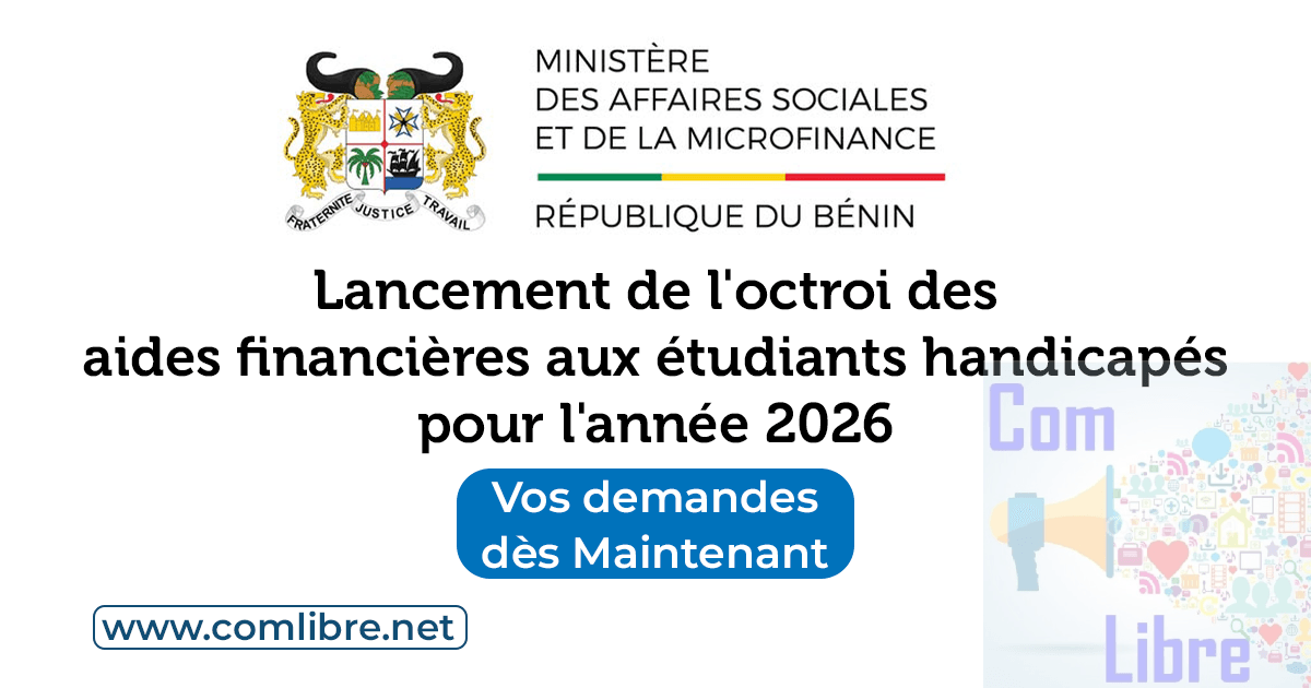 L’État Béninois lance l'octroi des aides financières aux étudiants handicapés pour l'année 2026