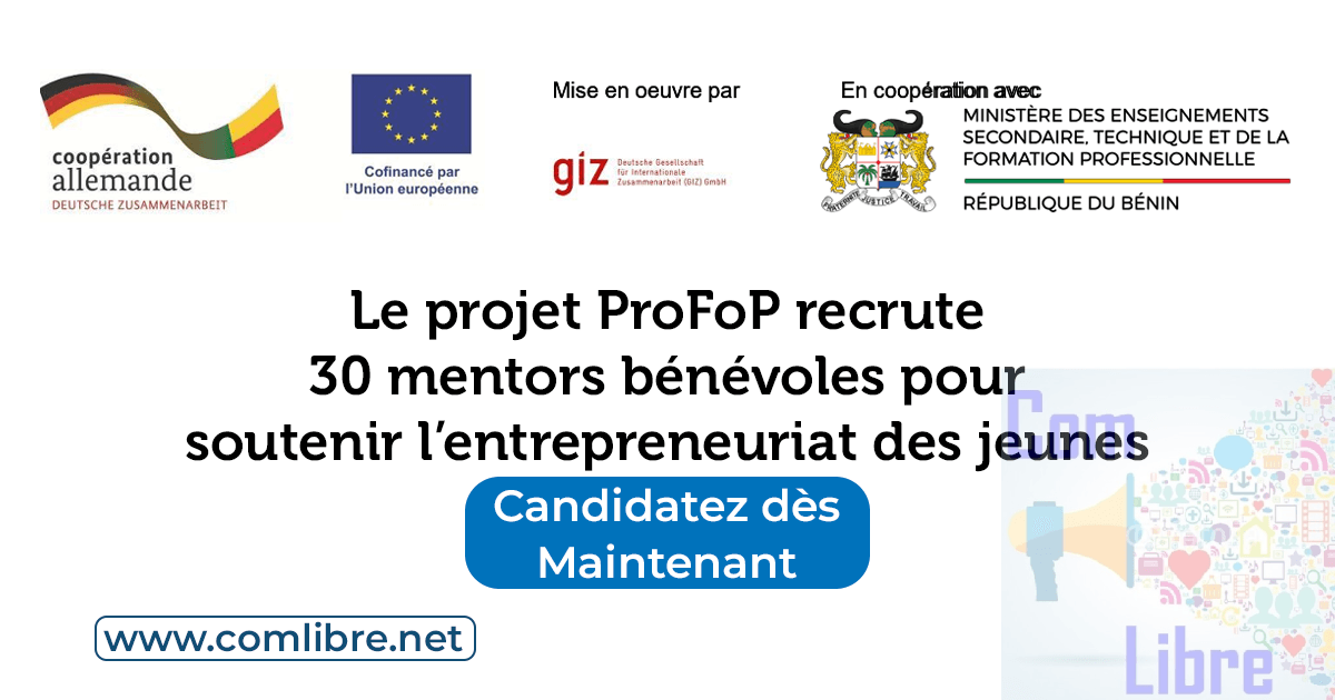 Le projet ProFoP recrute 30 mentors bénévoles pour soutenir l’entrepreneuriat des jeunes