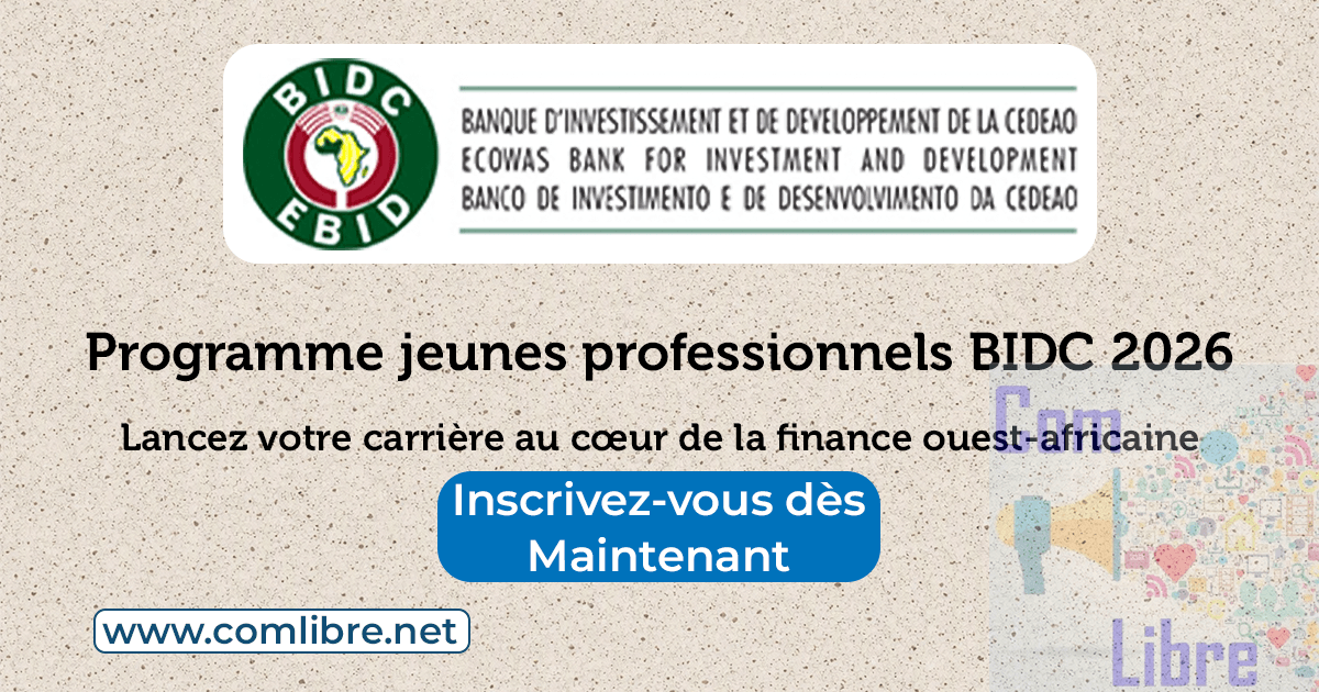 Programme Jeunes Professionnels BIDC 2026 : la Banque recrute en Afrique de l’Ouest